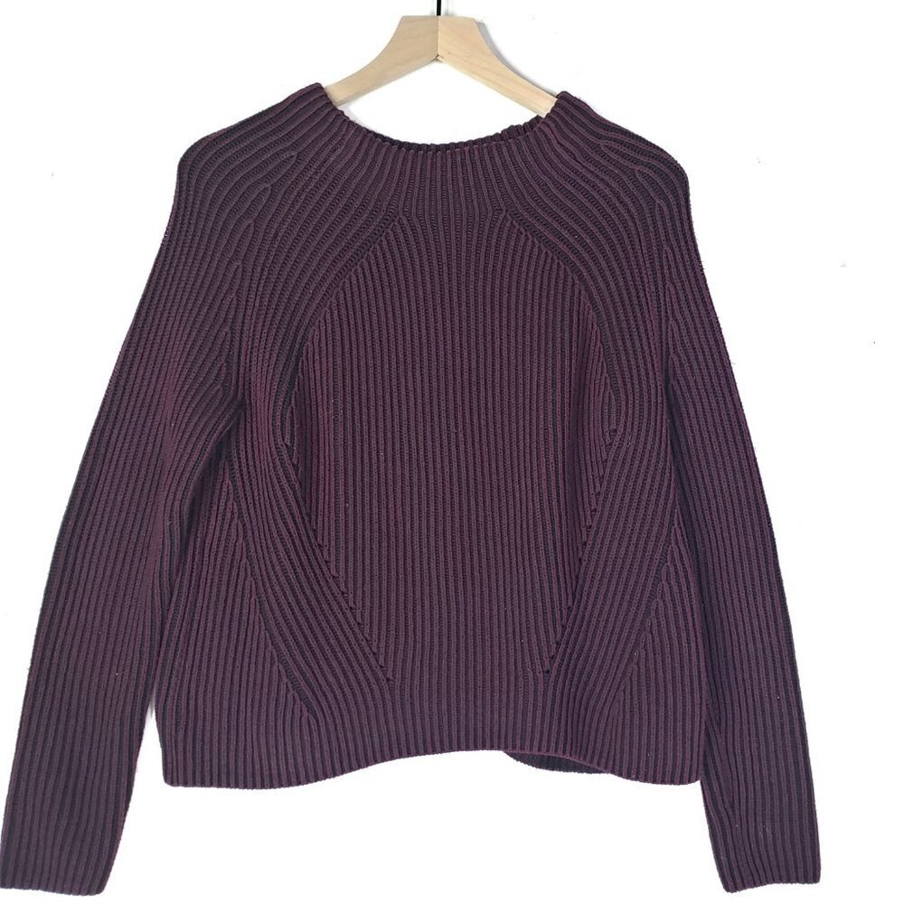 Athleta Rockland Cable Knit Sweater S Auberge Black‎ Purple Chunky